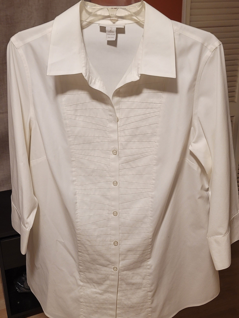 Chico's NO-Iron Button-Down Shirt with Pintuck Pleated Front